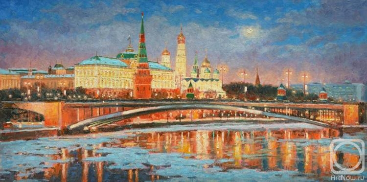 Razzhivin Igor. Winter night Kremlin in the moonlight