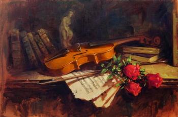 Violin and roses