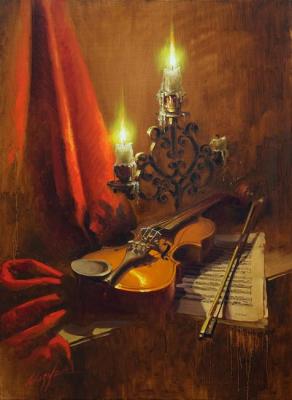 Violin with candles