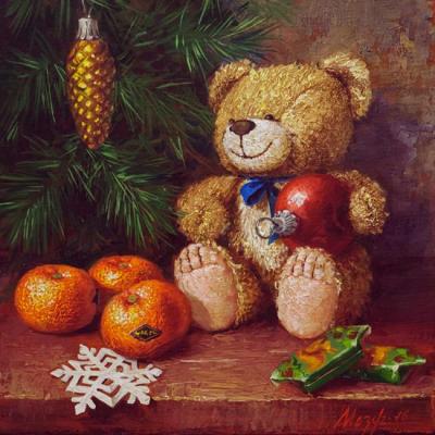 Teddy bear with mandarins. Mazur Nikolay