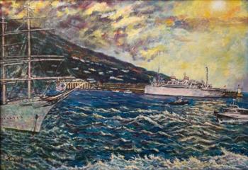 Sunrise in the Yalta port (Nakhimov). Klenov Sergey