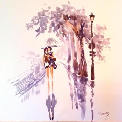 Картина «Девушки и дождь»