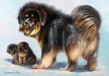 Family of Tibetan Mastiffs