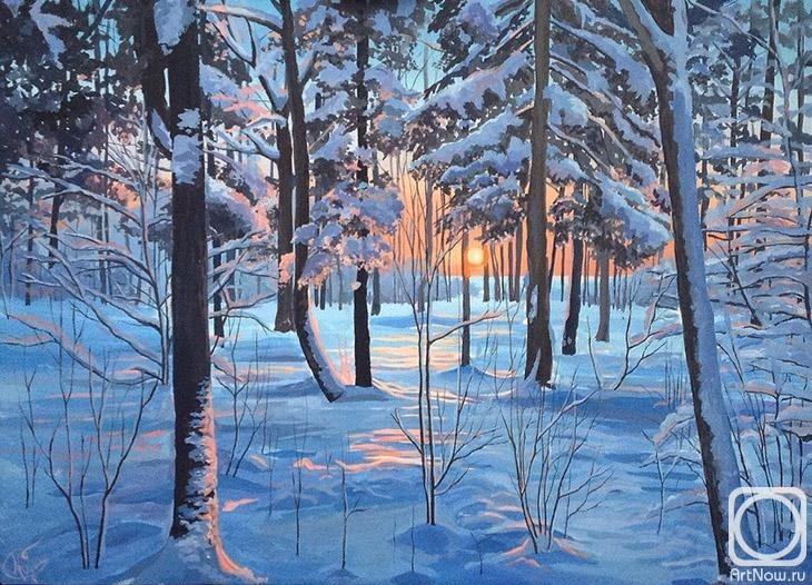 Kutomanova Tatiana. Sunset in the winter forest