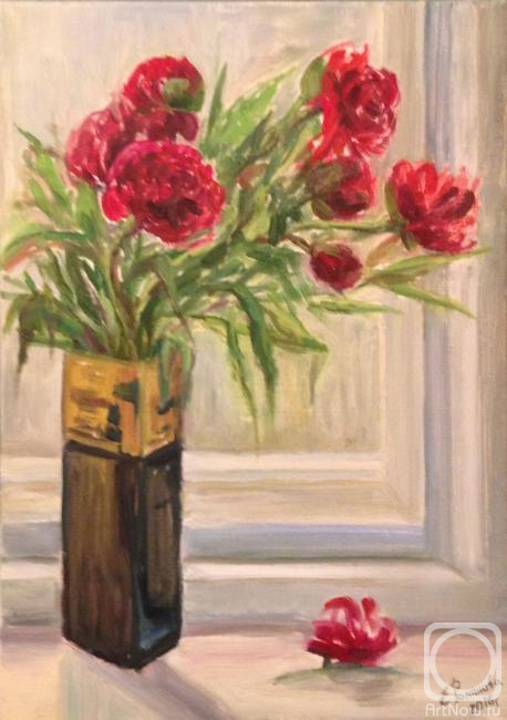 Romanova Elena. Peonies on the window