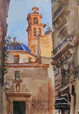 Alicante, the Cathedral of St. Nicholas from the streets of San Jose, sunset ( ). Dobrovolskaya Gayane