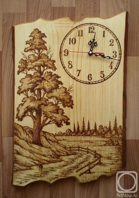 Petin Mihail. Wooden clock "Landscape"