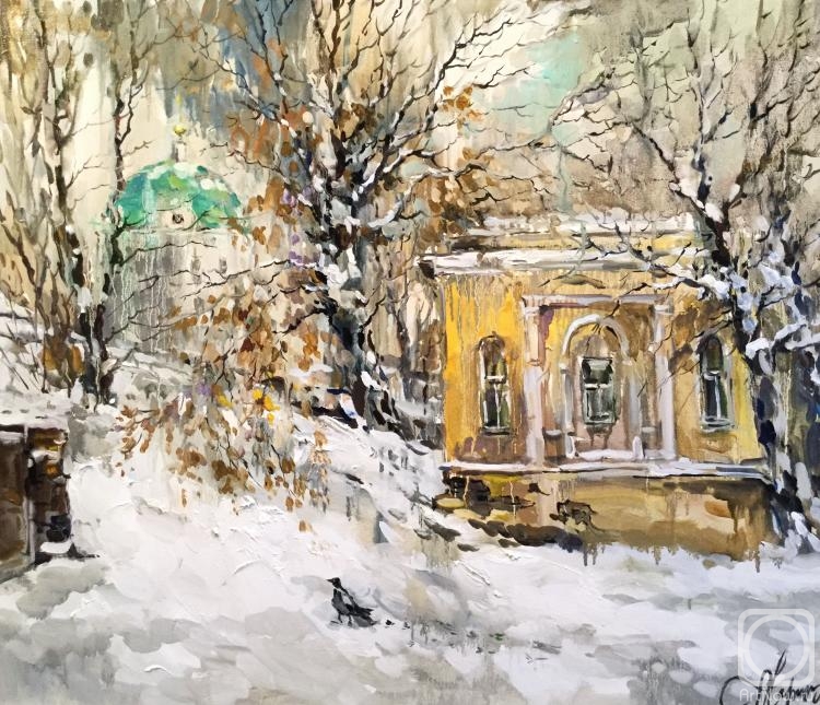 Charina Anna. Crow in the snow. Pavilion on Yauzskaya Street