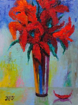 Still life with red lilies. Herrero-Utiasheva Julia