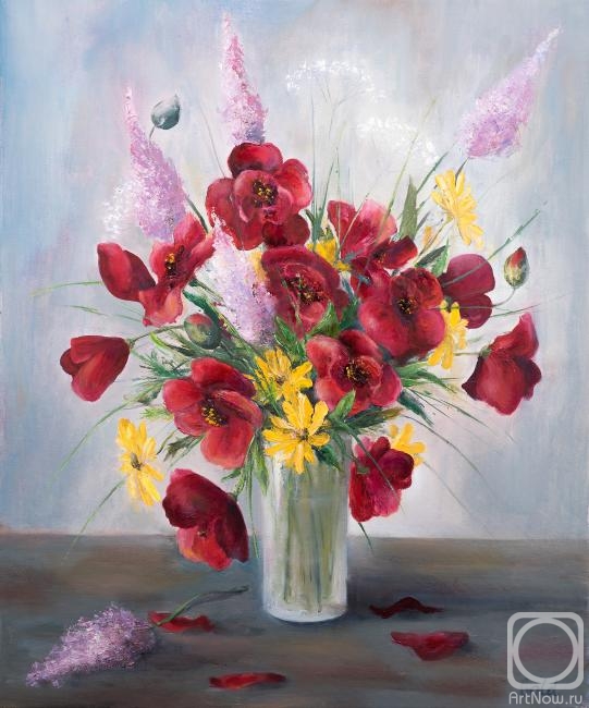 Goldstein Tatyana. Poppies in a glass vase