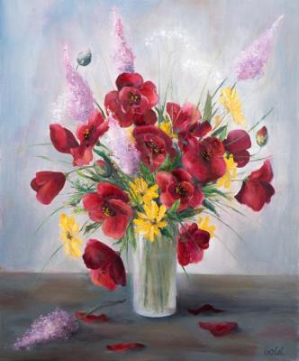 Poppies in a glass vase. Goldstein Tatyana