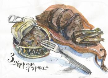 Sprats and bread. Samoshchenkova Galina
