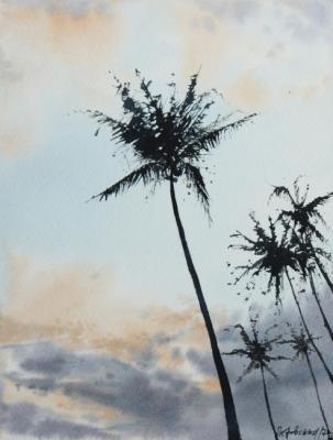 Palms and sunset. Petrovskaya Irina