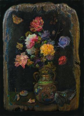 Sergeev Sergey Sergeevich. Flowers on a black background