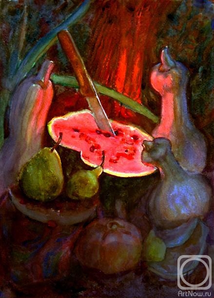 Tomarev Nikolay. Still Life: Thriller with Watermelon, Pumpkins and Pears