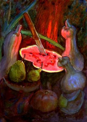Still Life: Thriller with Watermelon, Pumpkins and Pears. Tomarev Nikolay