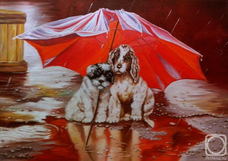 Chuprina Irina. Dogs under the umbrella