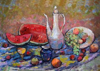 White jug and fruits. Timoshenko Yulia