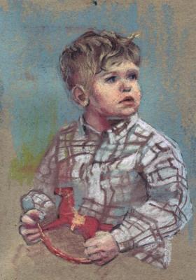 Portrait of a boy with a toy. Okhrimenko Anastasiya