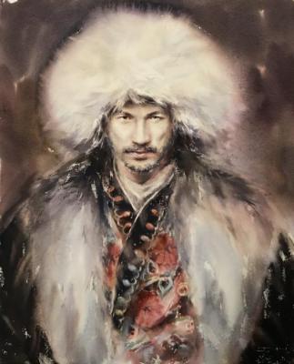 Men portrait in Kazakh traditional costume