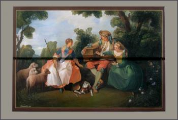 Painting of furniture "Showcase in baroque style" (fragment - boxes). Ivanova Ekaterina