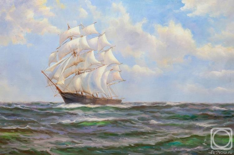 Lagno Daria. Free copy of the painting Dawson Montague (Montague Dawson) "the gallant Sir Lancelot in light winds