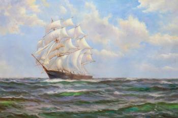 Free copy of the painting Dawson Montague (Montague Dawson) "the gallant Sir Lancelot in light winds�