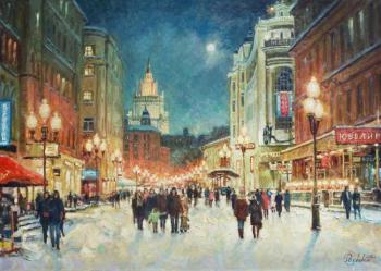 Winter Arbat, in the middle of evening lights (The Foreign Ministry). Razzhivin Igor
