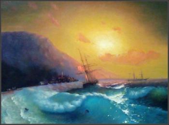 Copy of the painting by Ivan Aivazovsky "Off the Coast of Yalta". Ivanov Aleksandr