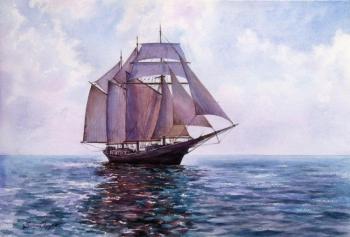 The calm course of the sailingship
