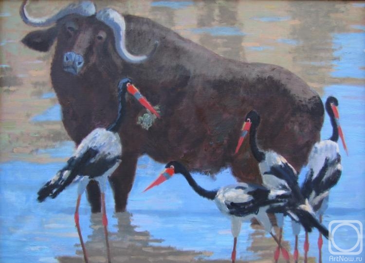 Moskaleva Irina. Buffalo with herons