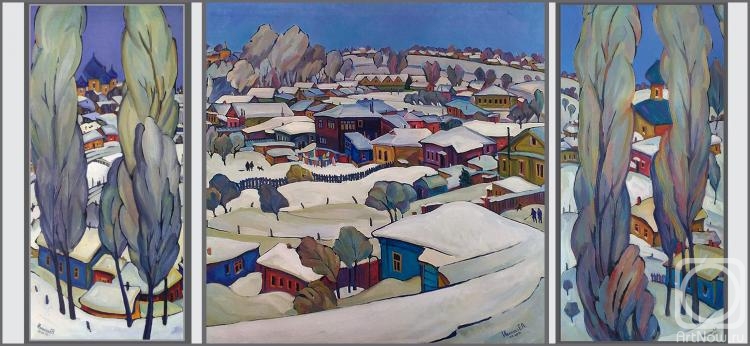 Ivanova Ekaterina. Triptych. Russian winter Suzdal