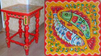 Stool painted. Fish. Razumova Lidia