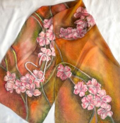 Scarf-batik "Flowering". Moskvina Tatiana