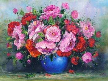 Картина «Садовые розы и маки»