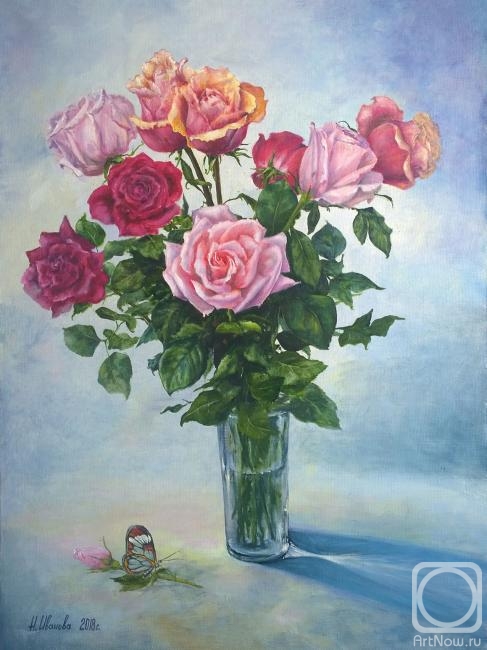 Ivanova Nadezhda. Roses in a glass vase