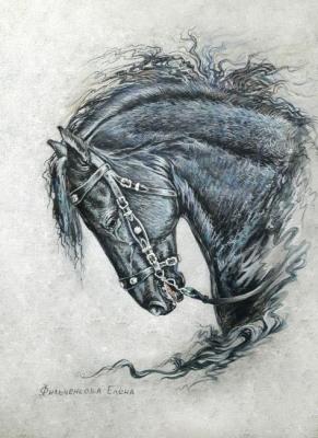 Spirit of Andalusia (Black version) (Equestrian Portrait). Filchenkova Elena