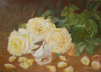 Pigeons and roses (Kudryashova-Tabachkovskaya). Kudryashov Galina