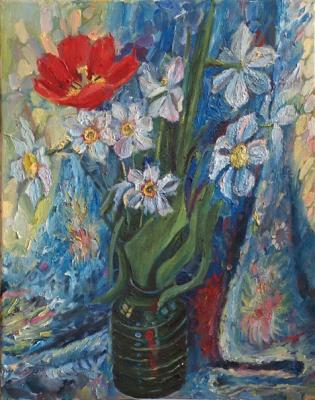 Still-life with narcissuses and a tulip