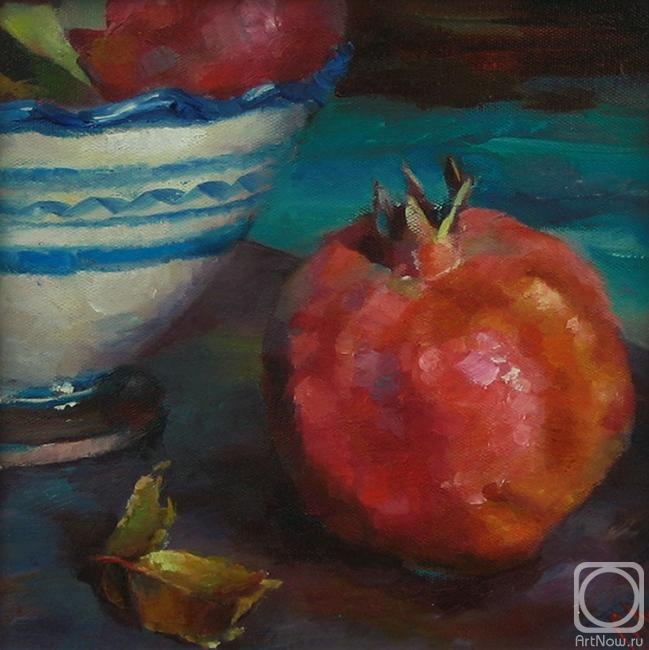 Mineeva Lsrisa. Still life with a pomegranate and a vase