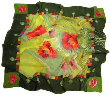 Silk scarf "Poppies". Kotova Valentina