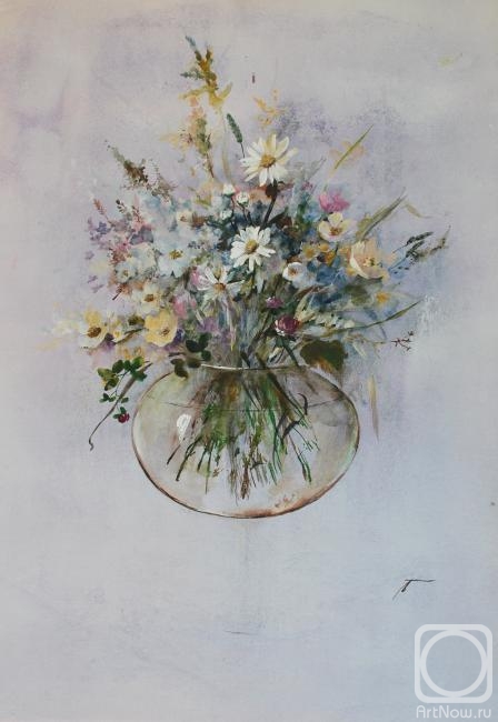 Borisova Elena. Bouquet in a round vase