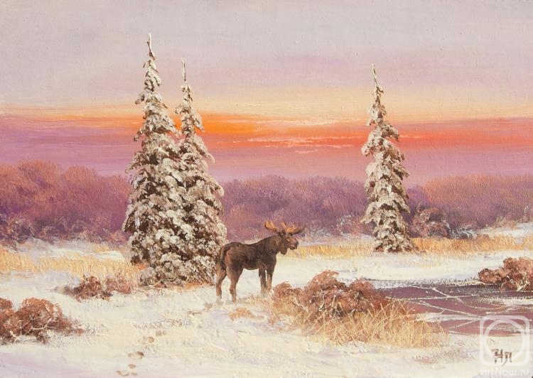 Lyamin Nikolay. Winter day. Elk