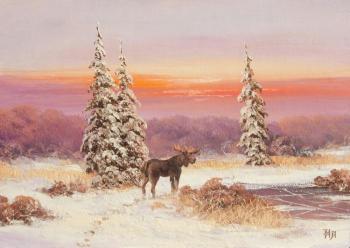 Winter day. Elk. Lyamin Nikolay