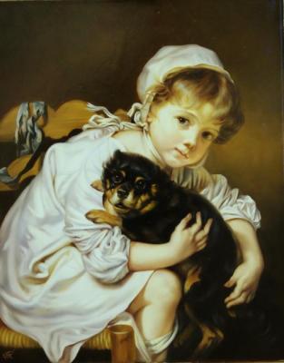 Girl with dog. Kurilenko Galina