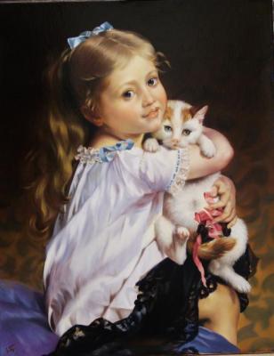 Girl with a kitten. Kurilenko Galina
