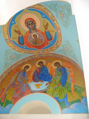 The Holy Trinity and the Sign. (painting of the temple). Nesterkova Irina