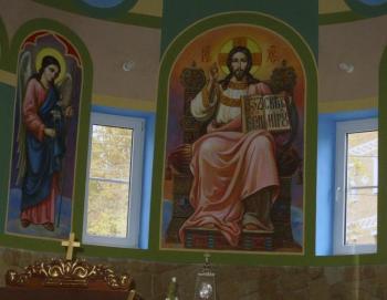 king of glory. Painting of the altar of the Iversky temple of Labinsk (fragment wall). Nesterkova Irina