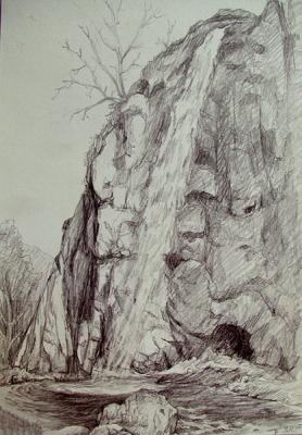 Sketch of the waterfall near Kislovodsk. Dobrodeev Vadim