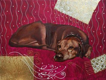 Dog on a purple background